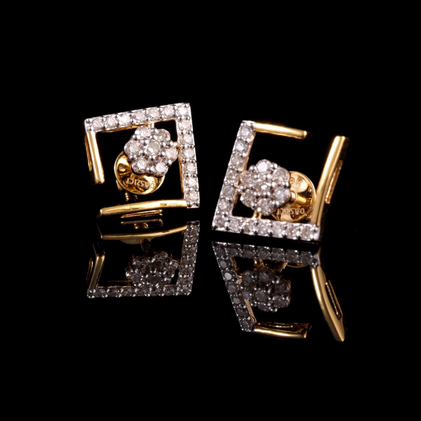 Square Open Diamond Stud Earrings