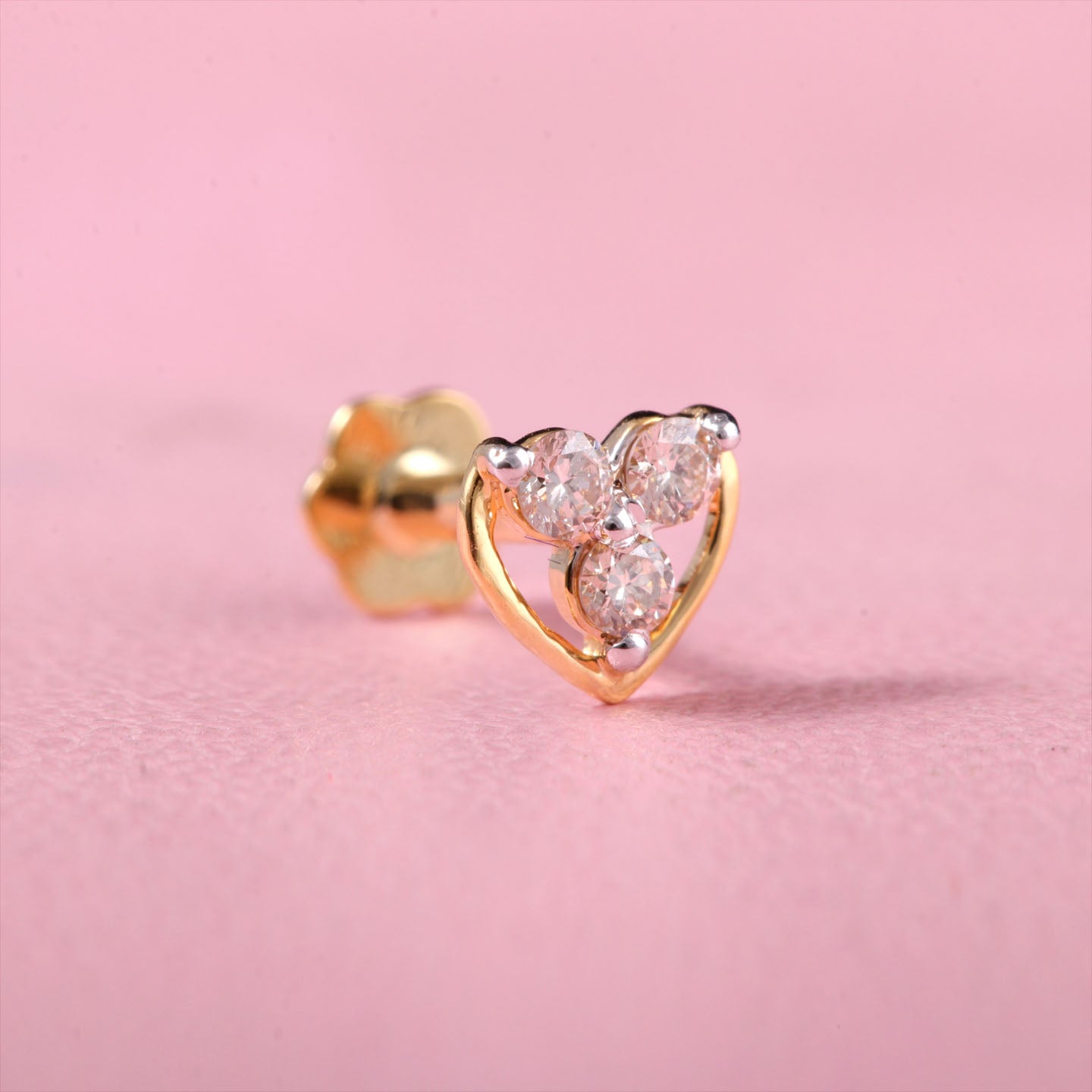 Three Stone Diamond Nose Pin