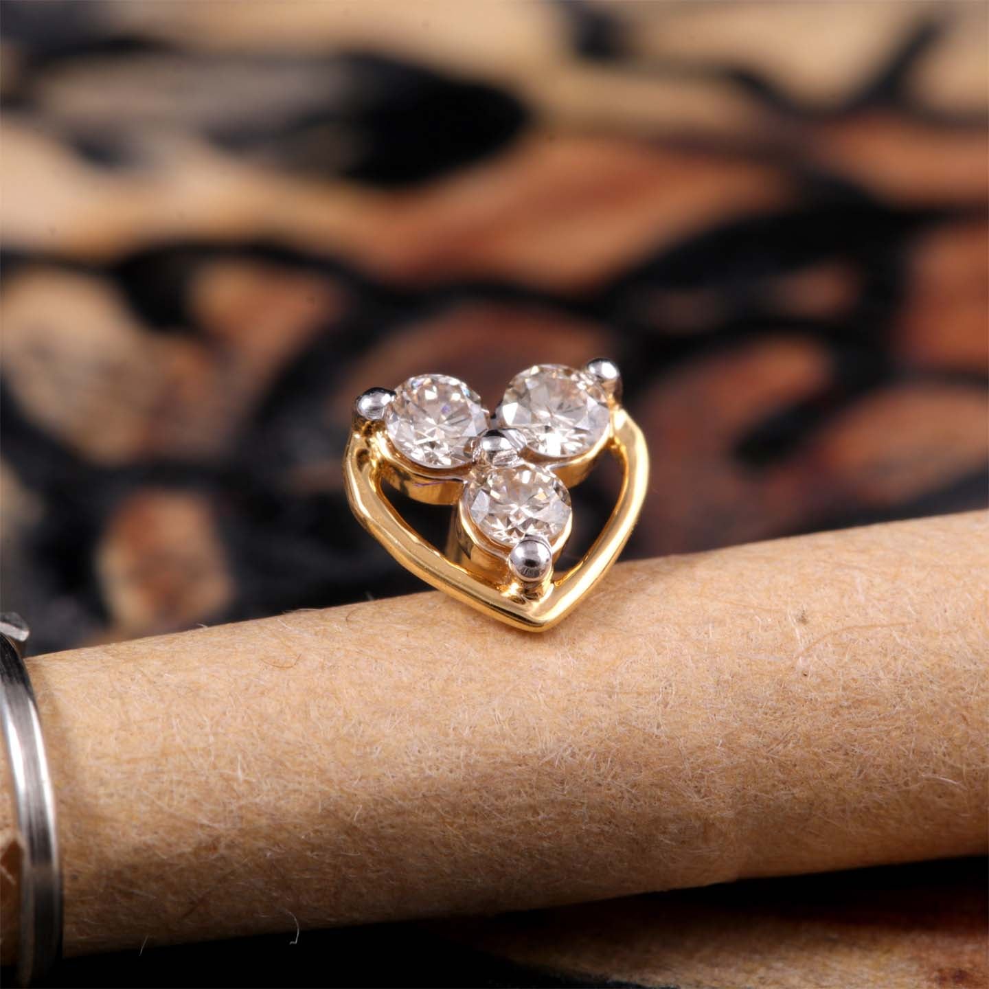 Three Stone Diamond Nose Pin