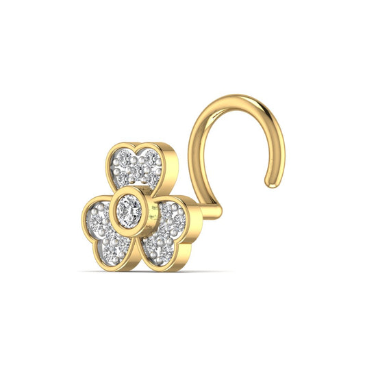 0.12CT Diamond Flower Nose Pin