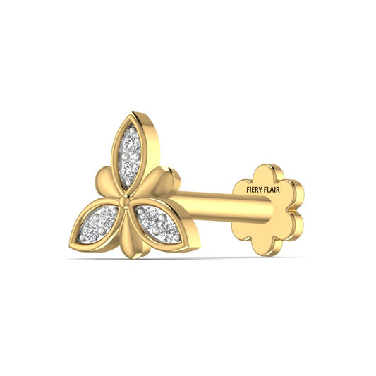 Triangle Floral 0.033CT Diamond Nose Pin