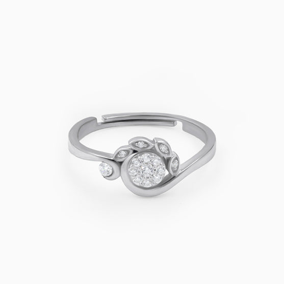 Flower Style Silver Ring