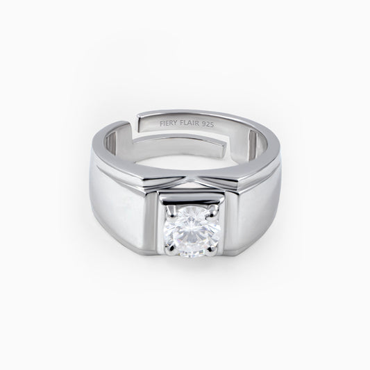 Solitaire Silver Men's Ring