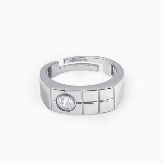 Single Stone Men's Silver Ring