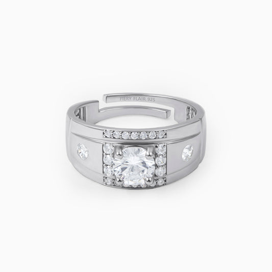 Solitaire Silver Men's Ring