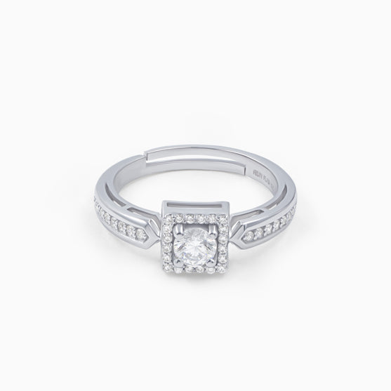 Square Split Silver Ring