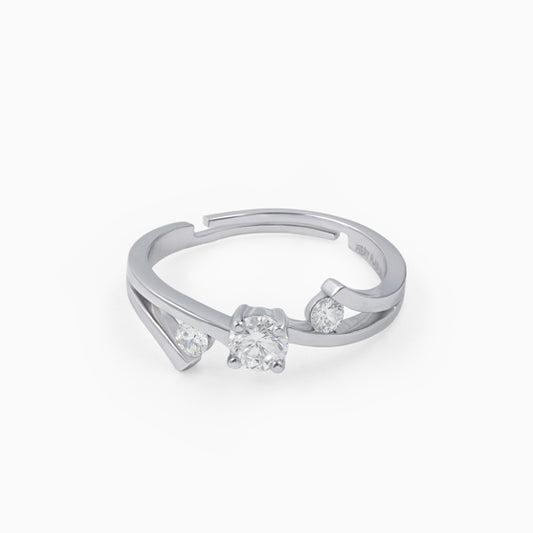 Sparkle Three Stone Silver Ring