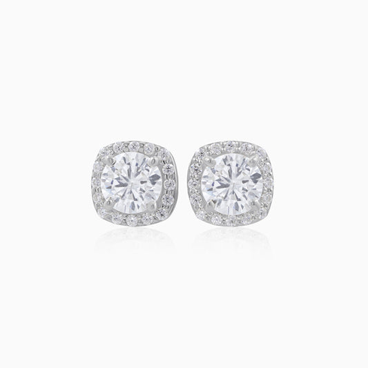 Silver Lustrous Solitaire Stud Earring