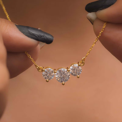 Three Stone Diamond Pendant Necklace