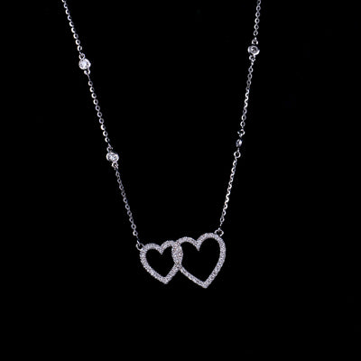 Heart 0.75CT Diamond Station Necklace