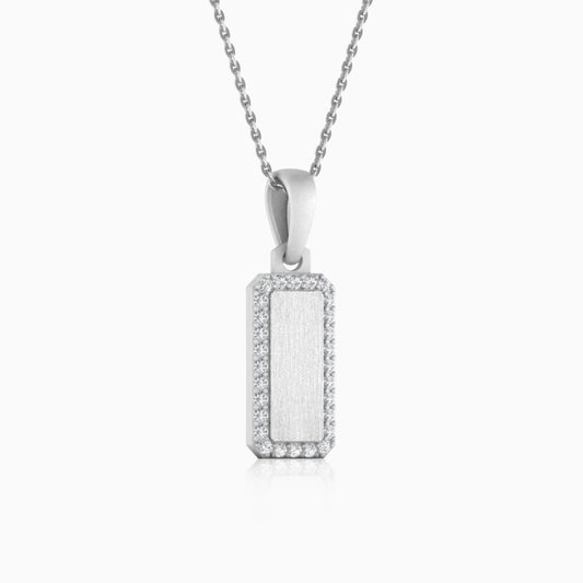 Rectangular Silver Pendant Necklace