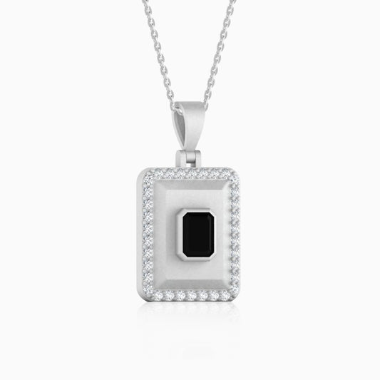 Emerald Onyx Silver Pendant Necklace