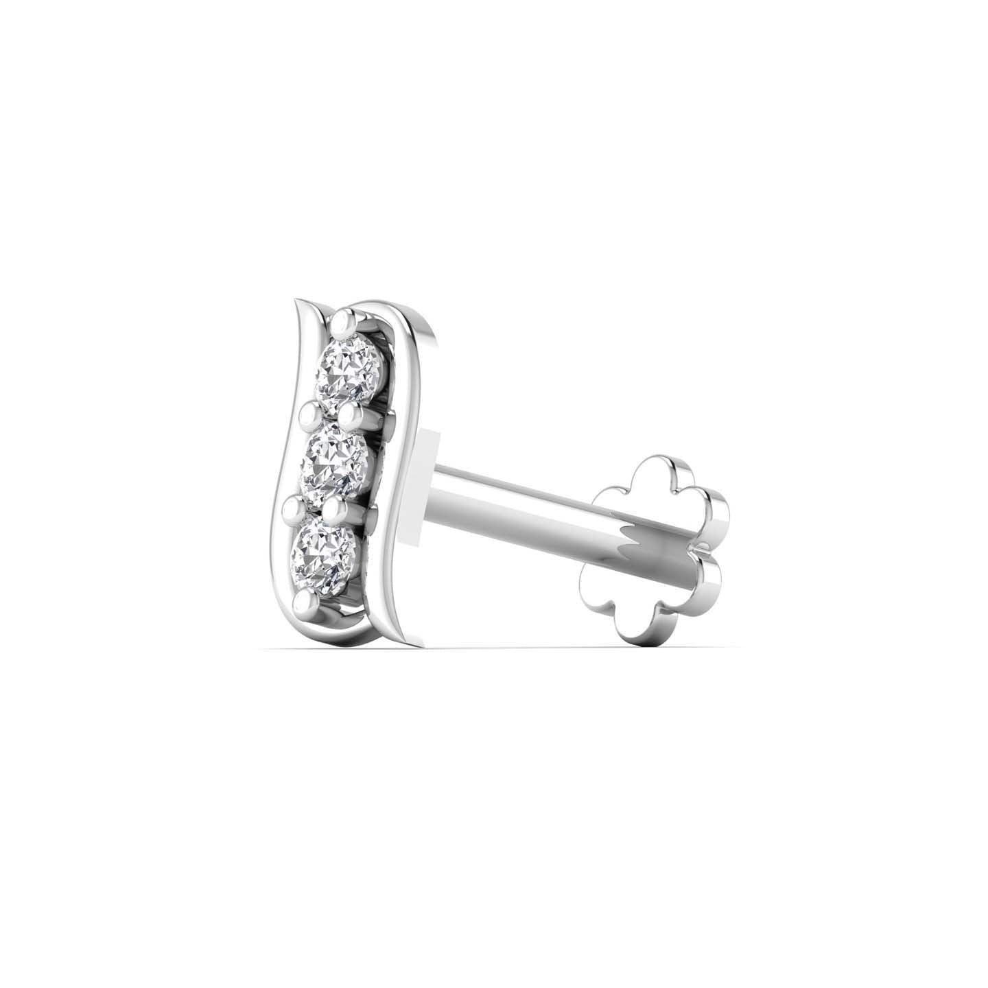 Three Stone Diamond Nose Pin