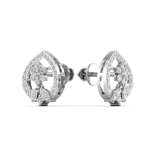 Flower Design Silver Stud Earring