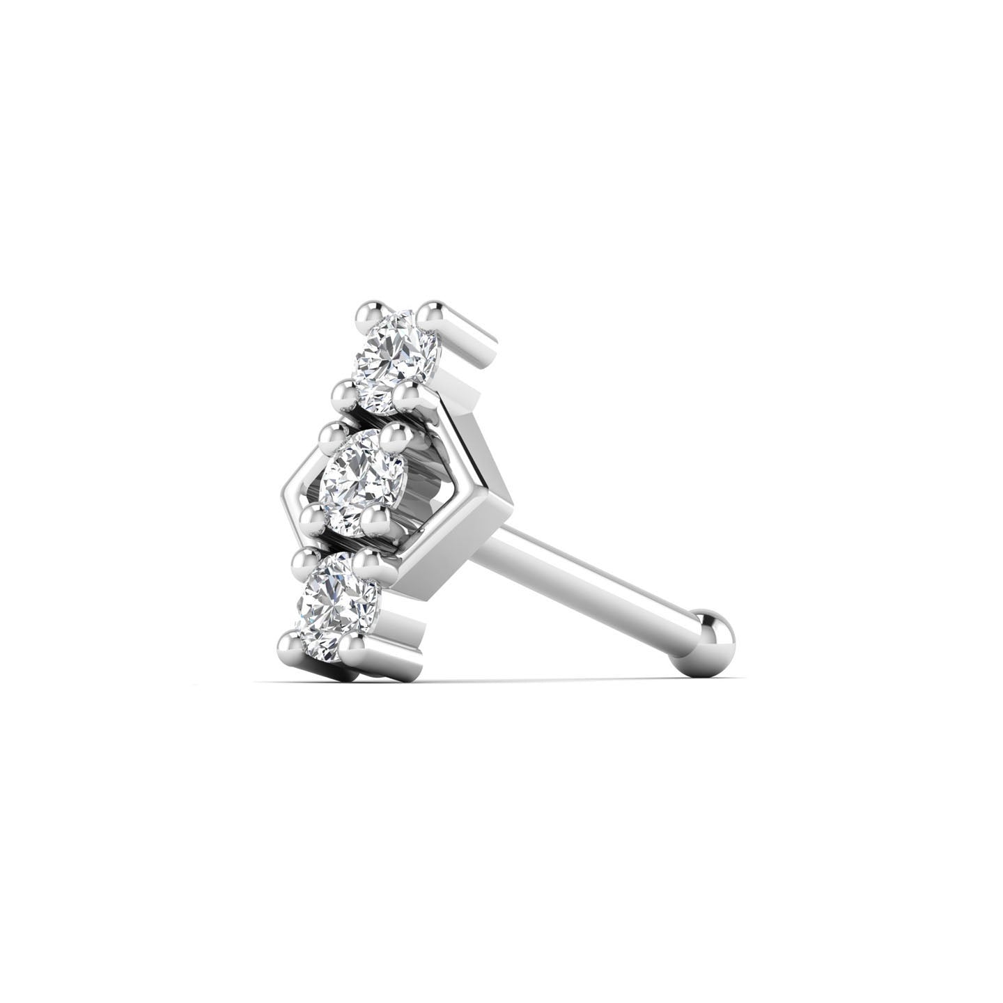 Three Stone Lab Diamond Nose Pin