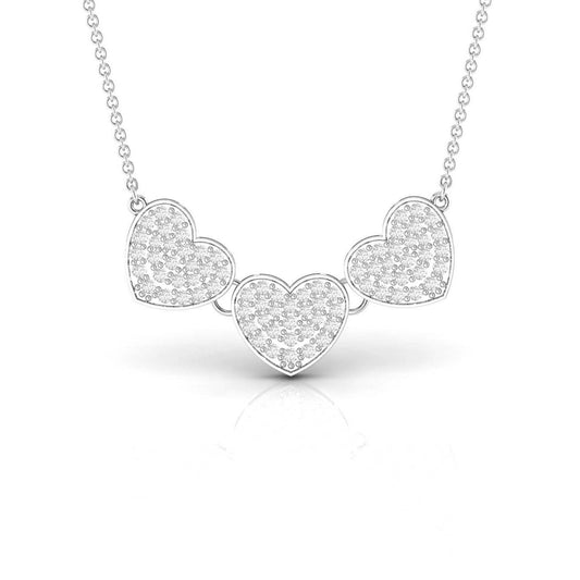 Three Heart Silver Pendant Necklace