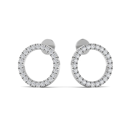 Round Silver Sparkle Stud Earring