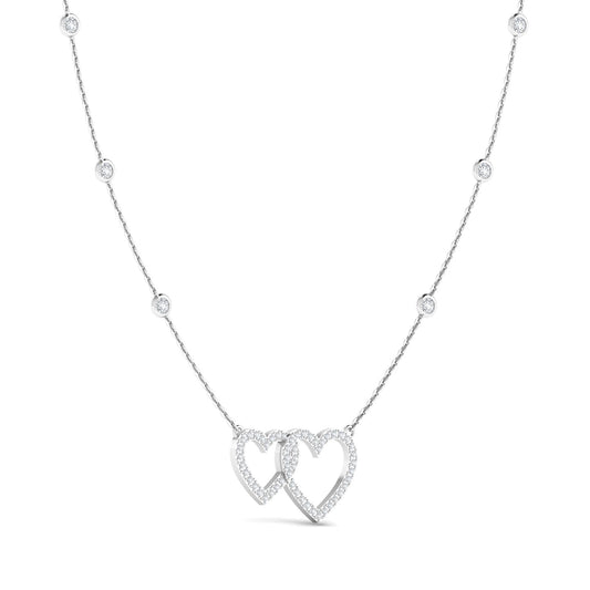 Heart Design Silver Station Necklace