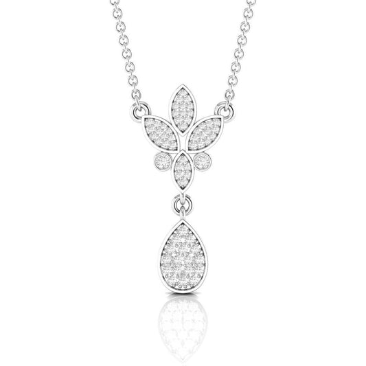 Sparkling Floral Silver Pendant Necklace