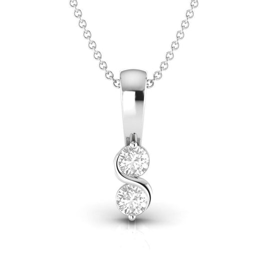 Two Stone Silver Pendant Necklace