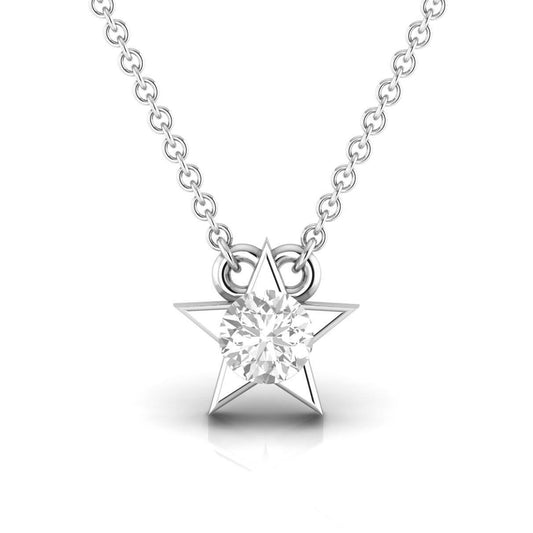 Star Silver Solitaire Pendant Necklace