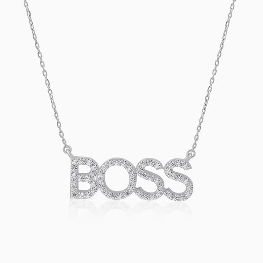 'BOSS' Letter Silver Pendant Necklace