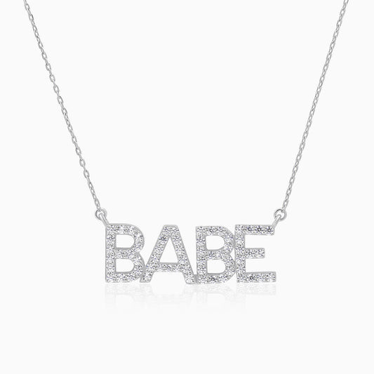 Elegant 'BABE' Letter 925 Silver Pendant Necklace