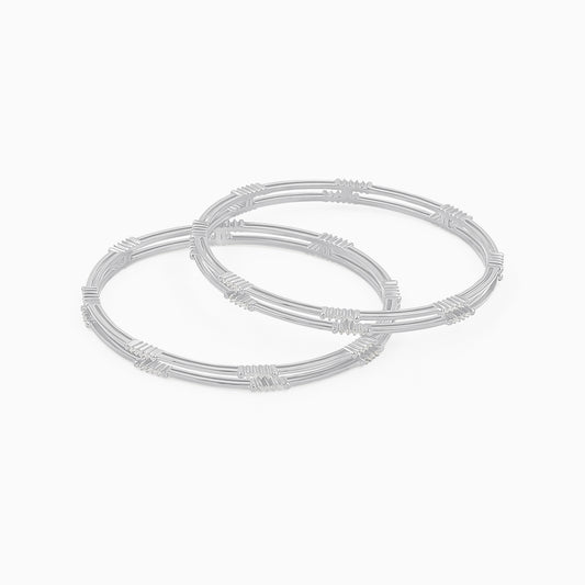 Two Layer Design Silver Bangle