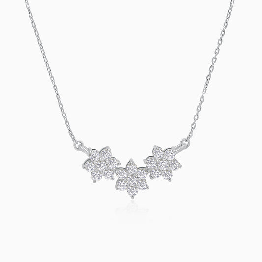 Three Flower Design Silver 925 Necklace