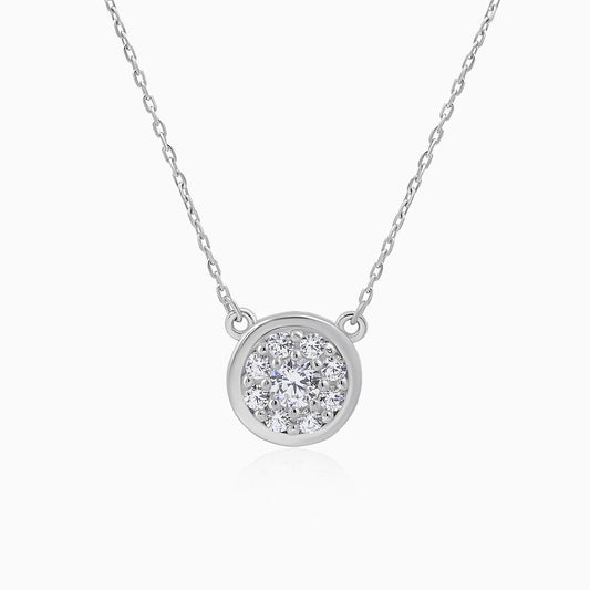 Dazzling Halo Silver Pendant Necklace