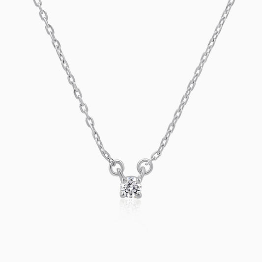 Starry Solitaire Silver Pendant Necklace