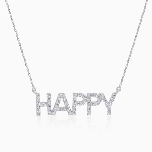 'HAPPY' Silver Pendant Necklace