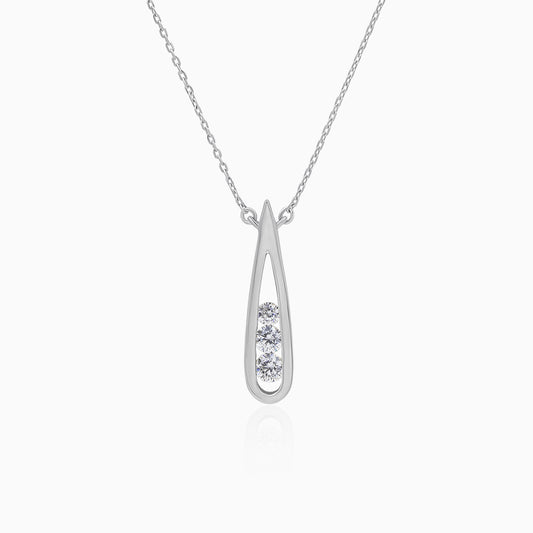 Sleek Silver Droplet Pendant Necklace