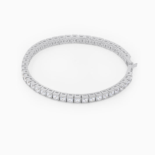 Glittering Silver Tennis Bracelet