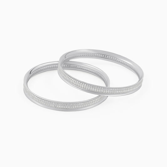 Double Line Design Silver Bangle