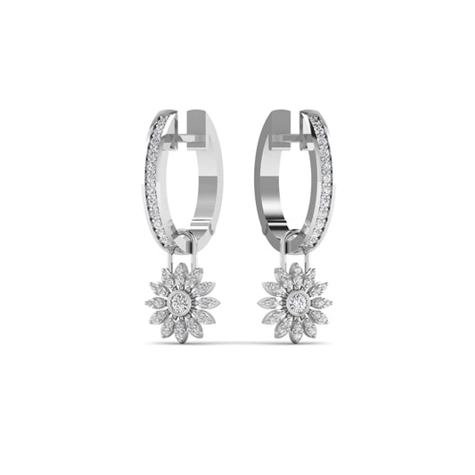 Flower Design Silver 925 Hoop Earring