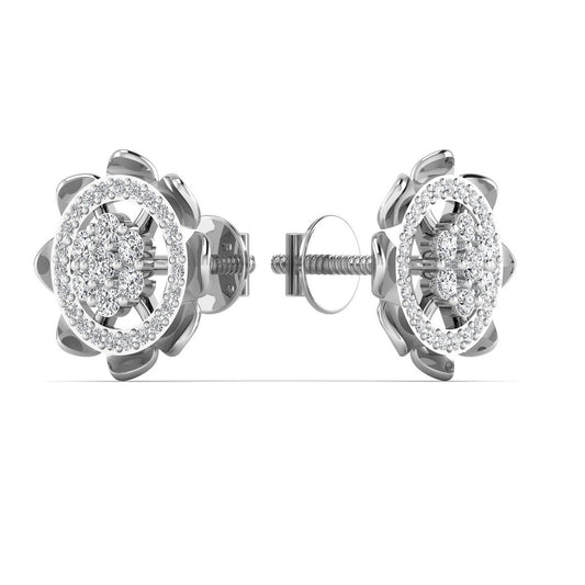 Elegant Sun Design Silver Stud Earrings