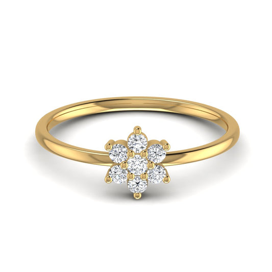Floral Design Minimalist Diamond Ring