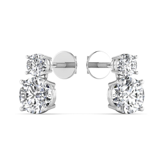 Silver Solitaire Drop Earrings