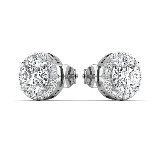 Silver Solitaire Stud Earrings