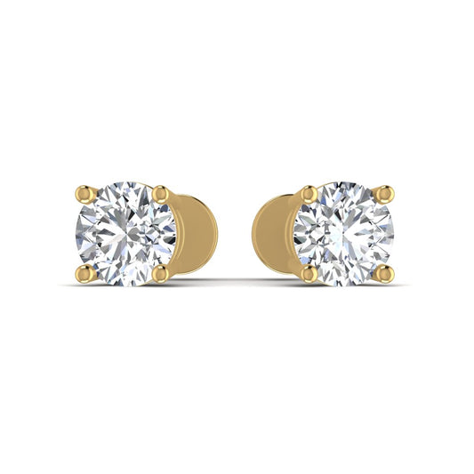 Solitaire Lab Diamond Gold Stud Earring
