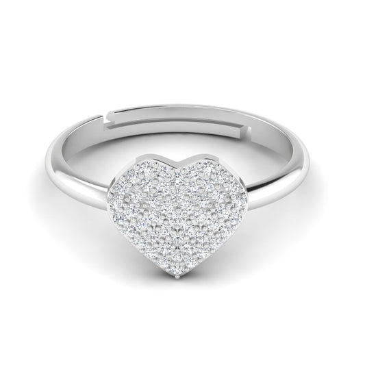 Dazzling Heart Silver Ring - CDL LUXURY