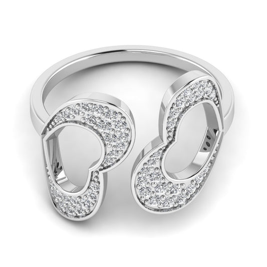 Double Heart Silver Ring