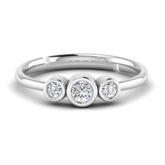 Three Stone Adjustable Silver Ring