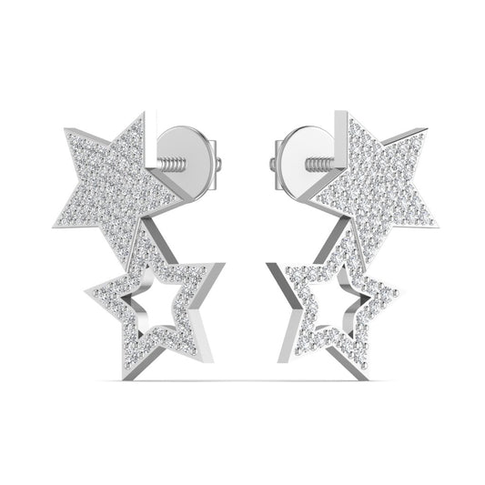 Star Design Sterling Silver Drop Earring