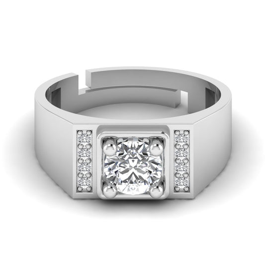 Exquisite Solitaire Silver Men's Ring