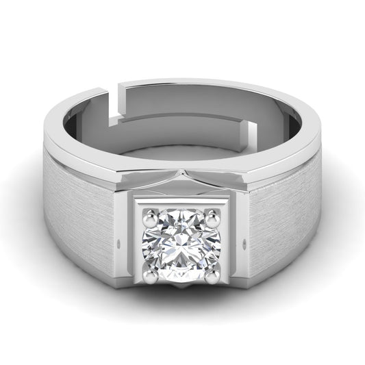 Regal Solitaire Silver Men's Ring