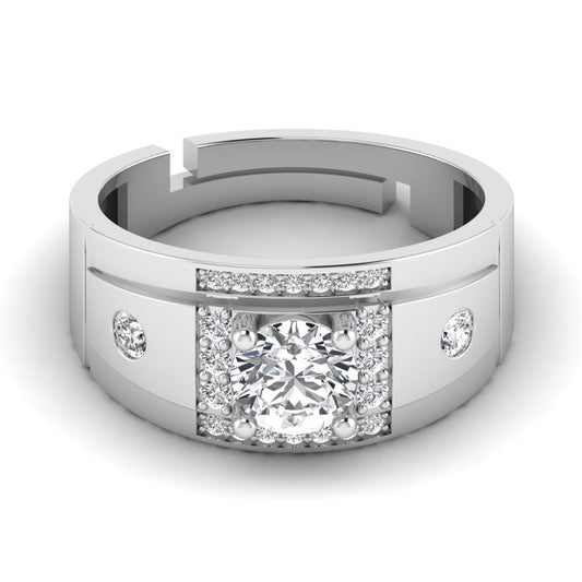 Enlister Solitaire Silver Men's Ring