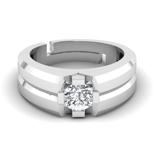 Solitaire Silver Elegance Men's Ring