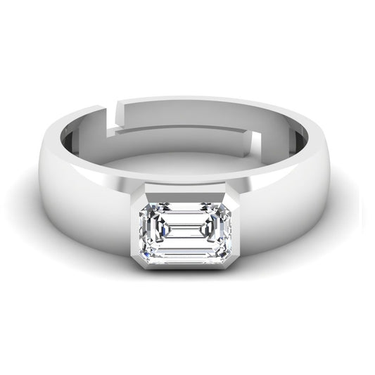 Solitaire Adjustable Men's Silver Ring